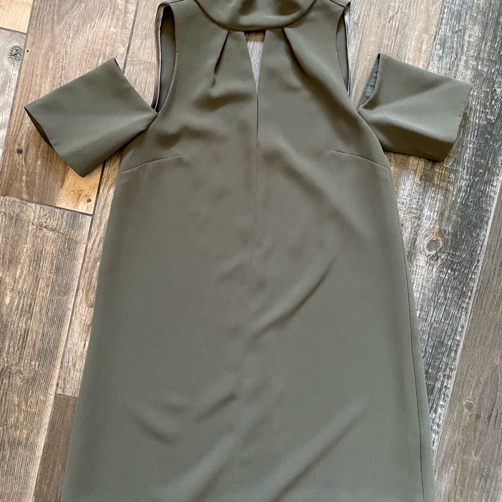 Top shop sage green midi off the shoulder dress